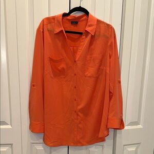 Talbots Women's Orange Button-Down Shirt